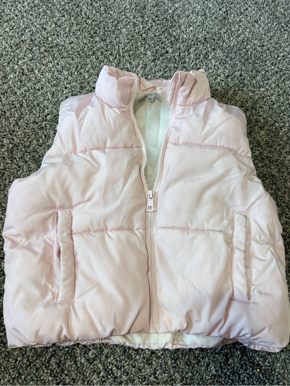 Girls' Light Pink Puffer Jacket Vest - Kids